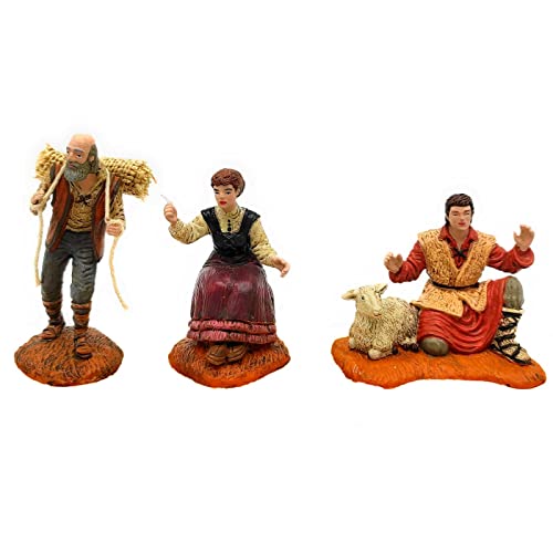 AC - Conjunto de 2 pastores e costureira para belém, durexina, figuras decorativas de aldeões para nascimento, ornamento artesanal, mesoura, Natal, 10 cm