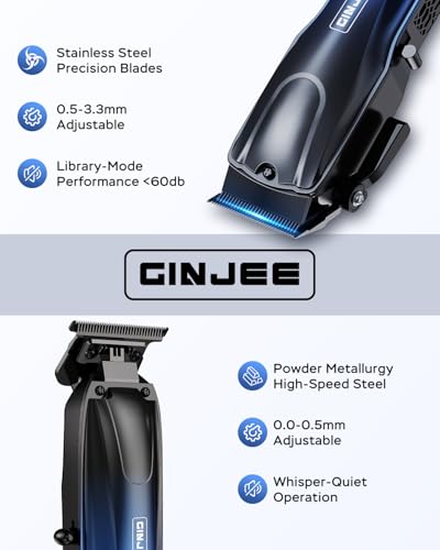 Image of Cordless Hair Clippers and Trimmer Set for Men | Professional grooming kit with travel case, LED display, stainless steel blades, fade lever, and guide combs