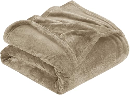 Utopia Bedding Fleecedecke, Doppelbettgröße, Kamel, 300 g/m², luxuriös, antistatisch, flauschig, weiche Mikrofaser-Bettdecke (152,4 x 203,2 cm)
