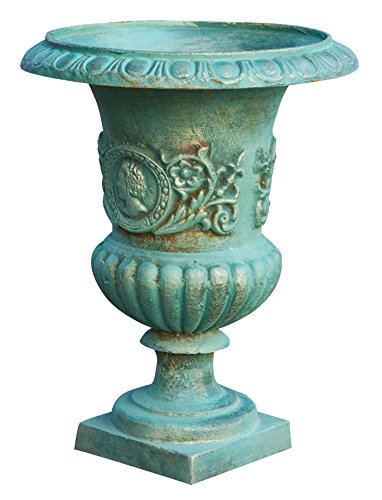 Vase en fusion de fonte finition vert bronze antique diam.37 x H46,5 cm Cover