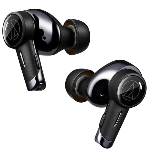 オーディオテクニカ ATH-TWX9MK2 BK(E) ノイズキャンセリング ワイヤレスイヤホン Bluetooth 完全ワイヤレス マイク付 最大約18.5時間再生 ワイヤレス充電対応 マルチポイント 深紫外線除菌システム 通話品質強化 低遅延モード IPX4 防滴性能 aptX adaptive AAC ブラック オリジナルステッカー付き