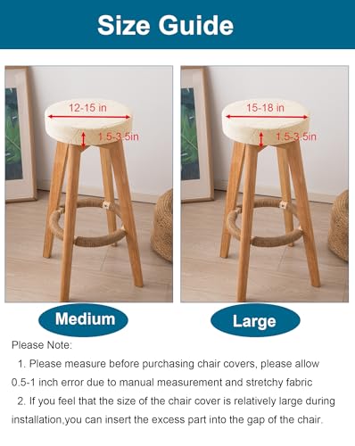 Image of CRFATOP 4 Pack Waterproof Bar Stool Covers Round Seat Slipcover,L,Beige