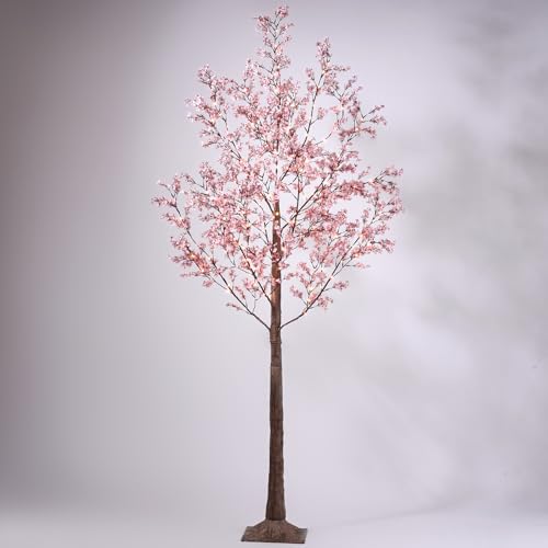 LIGHTSHARE 6FT Lighted Cherry Blossom Tree with 171 LED Warm White Lights Artificial Sakura Tree with Dimmable Timer Transformer Indoor Outdoor Decorative Tree with Ground Stakes