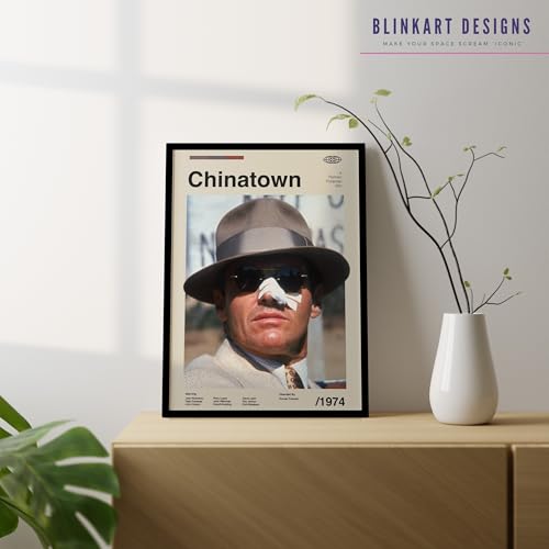 Image of BLINKART Chinatown Movie Movie Poster Frame 8x12 Inch | Premium 300 GSM Paper Wall Print | Mid Century Vintage Film Artwork for Home, Bedroom, Living Room, Office | Framed Photo Decor