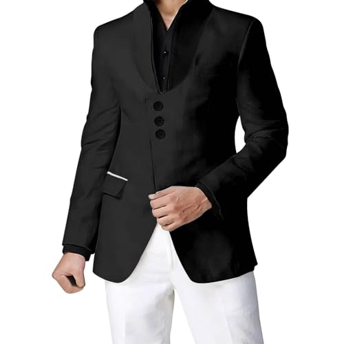 Men's Casual Suit Blazer Jackets Stand Collar Single Breasted Colorblock Blazers Sport Fashion Dress Coat for Prom2