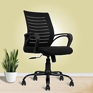 beAAtho Verona Mid Back Revolving Office Chair (Nylon Frame,Black)