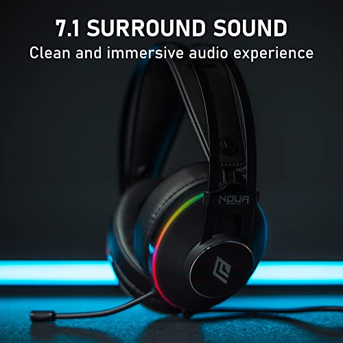 Pillar Cuffie Gaming USB RGB Rainbow Over-Ear con Driver da 50 mm, Cuffie da Gioco Suono Surround 7.1 con Microfono Flessibile Headset per PC, Mac, Laptop - Cuffia gaming - Immagine 1