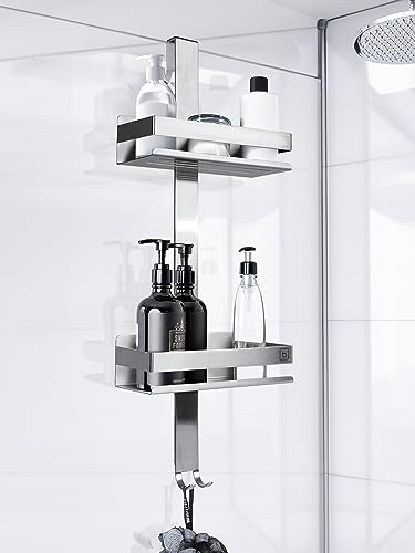 BENKSTEIN Duschablage zum Hängen Silber | Duschregal mit 2 Duschkörben...
