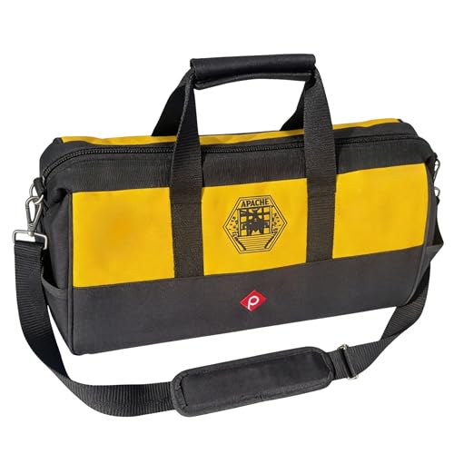 Image of PAHAL APACHE 18 Inch Tool Bag - Multipurpose Nylon Water-Resistant Tool Storage Organizer for Electricians, Plumbers, Technicians & Mechanics, Durable Portable Tool Carry Bag, Yellow Black