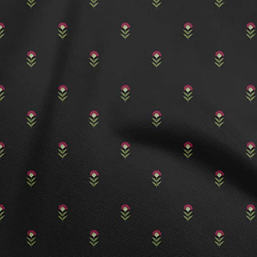 oneOone Silk Tabby Black Fabric Asian Block DIY Clothing Quilting Fabric Print Fabric By Yard 42 Inch Wide-6023
