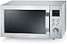 SEVERIN Four Micro-ondes, Gril, Chaleur tournante 1 950W, 25L, 10 niveaux de puissance, Plaque à pizza (Ø 28cm), Inox, MW 7753, Argent