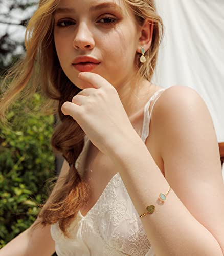 OZEL – Women’s Gold Cuff Bracelets – 18K Gold Plated Textured Bangles with Multi-Color Crystal & Rhinestone Accents – Layered Stacking Jewelry3