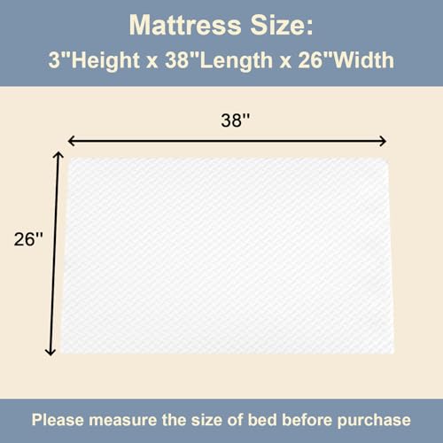Image of 3 inch Toddler Mini Mattress, 38 inch Lx26 W Size Mattress Pad | Water-Resistant & Removable Cover, Machine Washable, High Density Firm Support Foam