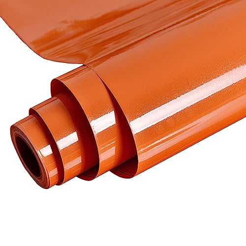 MOCNT Glossy Self Adhesive Wallpaper 80cm x 5m Sticky Back Vinyl Wrap Cabinets Kitchen Sticker Waterproof Oilproof Furniture Stickers Removable Vinyl Film Cover Wardrobe Orange