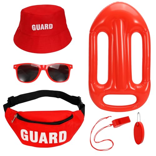 TTQ 6Pcs Guard Costume Set Include Guard Hat Fanny Pack Sunglasses Inflatable Float Whistle with Lanyard and Keychain