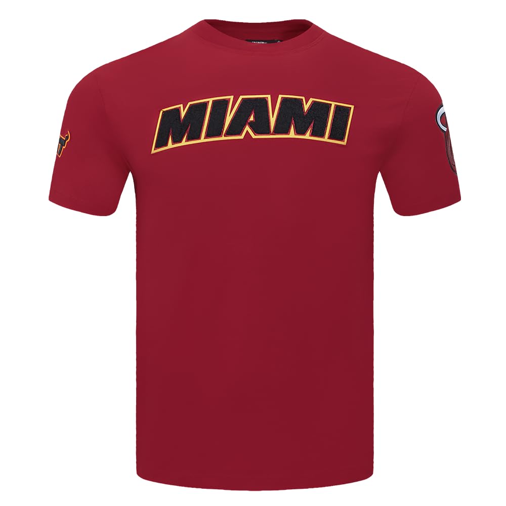 Pro Standard Mens NBA Miami Heat Classic Chenille Short Sleeve Tee Cardinal Red M โ image 1