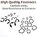 360Pcs Carbon Steel E-Clips & Snap Rings Assortment Kit (2.0mm-12mm) - Includes External Retaining Rings, C-Clips, Circlips for 5mm-16mm-24 Sizes Industrial Fastener Set
