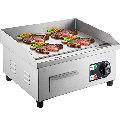 Commercial Electric Griddles, 1500W Non-Stick Restaurant Teppanyaki Grill with Adjustable Temperature Control 122°F-572°F, Electric Flat Top Grill, for Kitchen Double the comfort
