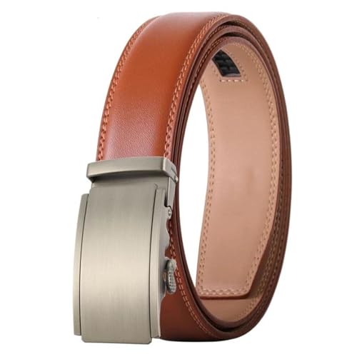 Men's Brown Leather Genuine Leather Belt Formal Casual Automatic Buckle Belt2
