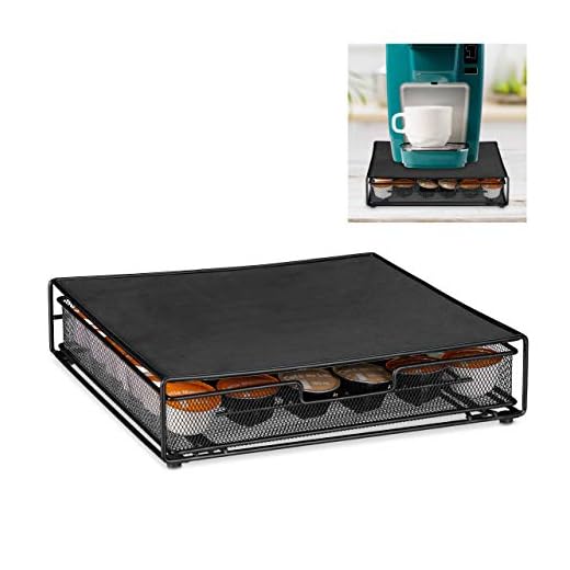 Relaxdays 10028956_46 hållare för 36 Dolce Gusto kaffe, halkfri kapsellåda, metall, H x B x D: 8 x 33,5 x 32 cm, svart, stål