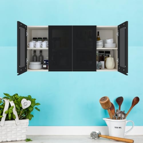 Image of SPECIALITY PANELS Multipurpose Cabinet with Modern Elegance Tinted Glass Wall Cabinet, Space Organizer for Office /Kitchen in (Highland Pine, 4 Glass Shutter)