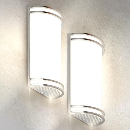 Image of ASD Indoor LED Wall Sconce Lights - 14 Inch 20W Brushed Nickel Modern LED Wall Sconces Hardwired - ETL Dimmable 3000K 4000K 5000K Adjustable Sconce Light Fixture for Bedroom, Hallway, 2 Pack