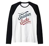 socialism sucks - scritta trasparente anti-socialismo maglia con maniche raglan