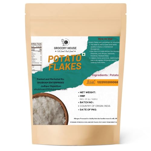 Grocery House Dried Potato Flakes Instant Mashed Dehydrated Potato Aaloo ka Mash Instant ALOO POHA READYMIX (Pack of 900 Gram)