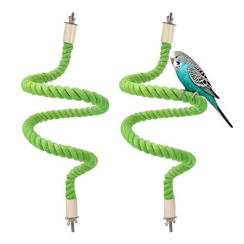 Junhonze 2 PièCes BalançOires en Corde De Chanvre pour Oiseaux - éChelle en Corde pour Oiseaux Jouet - Jouet Perroquet, Convient Aux Perroquets,...