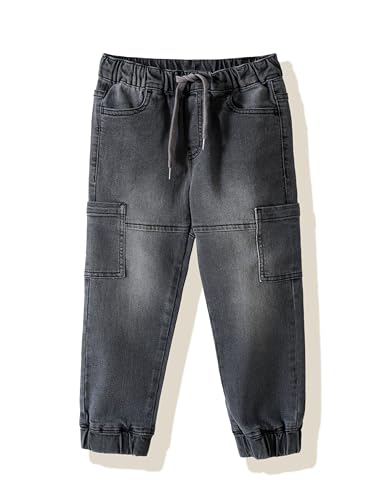 Image of Amazon Brand - Symbol Girls Cotton Rich Stretchable Jogger Jeans | Elasticated Waistband and Cuff | Casual Denim | Age 2-14 Years