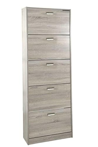 Gicos Scarpiera in Legno 5 Ante a ribalta 63x24xh180cm Rovere salvaspazio 6022-5/170