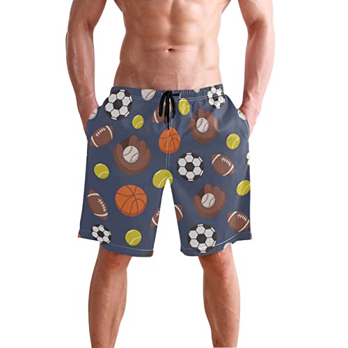 Color Retro Sport Balls Men's Boy's Novelty Beach Shorts Swim Trunks Summer Quick Dry Bathing Suits S2