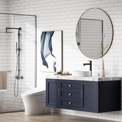 GAOMON Vessel Sink Round, 18"x18" Bathroom Sink White Ceramic Lavatory Vanity Above Counter Vessel Sink Art Basin - white