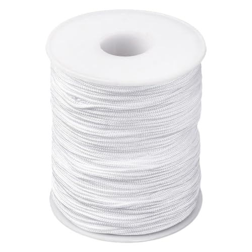 PH PandaHall 91.4m Cordon Nylon 1.5mm Blanc Cordon en Nylon Tressé Fil Attache Tetine Fil Nylons Tressé pour Stores Vénitiens, Macramé Bijoux Tresse DIY Artisanal Craft, 1 Rouleau