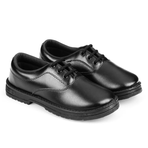 Image of DOCTOR EXTRA SOFT Unisex-Child Kids Boys Black & White Uniform School Shoes with Laces| Memory Foam Cushion & Anti-Bacterial Technology| Lightweight| Comfortable| Durable & Anti-Skid Lacing D-3002