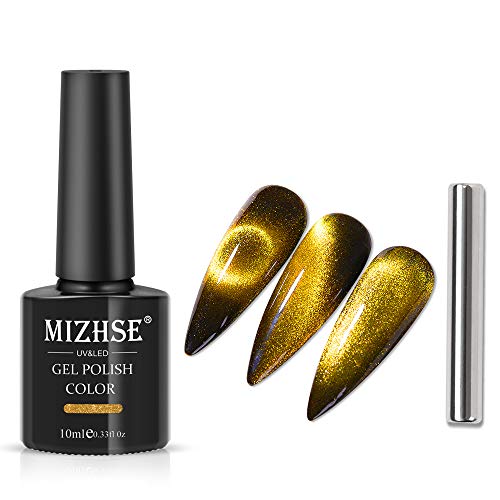 MIZHSE Gold Cat Eye Magnetic Gel Polish #TOP22
