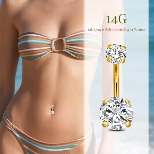 D.Bella 14G Stainless Steel Belly Button Rings 10mm 3/8" Barbell Belly Navel Rings Piercing for Women4