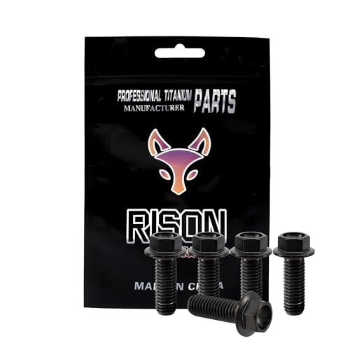 Image of Rison Titanium Flanged Hex Head Bolt M6x1.0x20mm 6AL4V Aerospace Grade Black Ti for Motorcycle Car Modification - Pack of 5