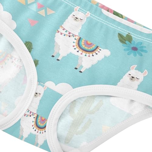 Cute White Llamas Colorful Blue Panties for Girl Girls Underwear Toddler Cotton Funny Undies Kids Briefs 2t4