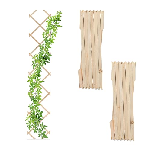 Relaxdays Rankgitter ausziehbar, 3er Set, 180x30 cm, Holz, Wandmontage, Rankhilfe Kletterpflanzen, Holzgitter, Natur Relaxdays Rankgitter ausziehbar, 3er Set, 180x30 cm, Holz, Wandmontage, Rankhilfe Kletterpflanzen, Holzgitter, Natur