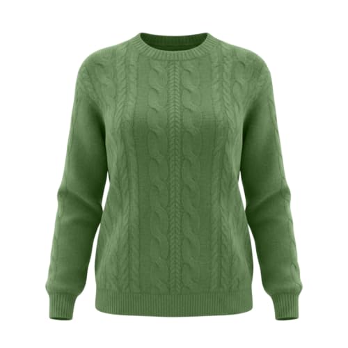 Cable Knit Sweater Women Crew Neck Lightweight Casual Pullover Sweaters - image 6