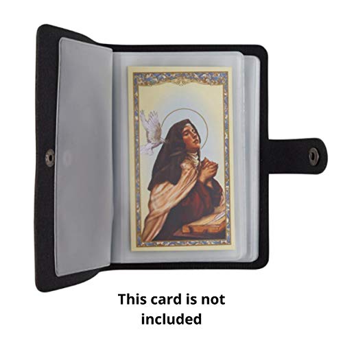 Prayer Card Holder Leather Holy Card Organizer for Religious Prayer Cards, Funeral Cards and Religious Items Catholic. Three Prayer Cards are Included in This Set. - Thumbnail 4