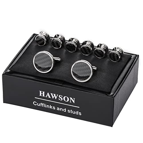 Mens Cufflinks And Tuxedo Studs Set In Gift Box (Carbon Fiber), Jewelry Or Accessories In Gold Silver Black Tone, Matching With Shirts Vest And Bow Tie, Suitable For Birthday Wedding Anniversary #TOP5