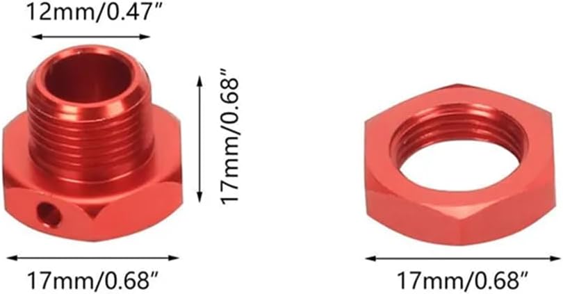 Aluminum 17mm Hex Wheel Nuts Adapter for Arrma 6s BLX Infraction Limitless Mojave Typhon hopups Upgrade Parts 4 pcs/Set(Red)
