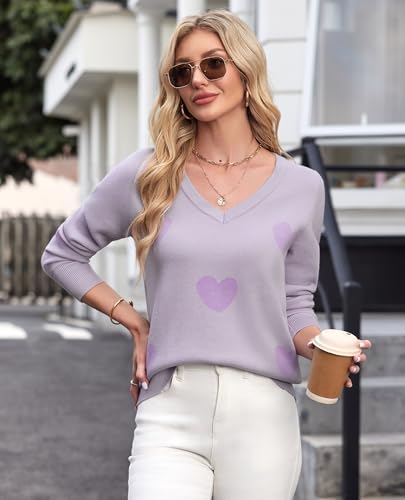 Image of Women's Spring Sweaters 2026 Casual Long Sleeve Pullover V Neck Lightweight Sweatshirts Cute Blouse Tops