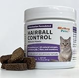 Natural Hairball Control Chews for Cats – Hairball Remedy & Aid with Omega 3 6 Fatty Acids, Zinc, Biotin, Cranberry, and Fiber. Promotes Skin & Coat, Digestive, Urinary Health. 30ct
