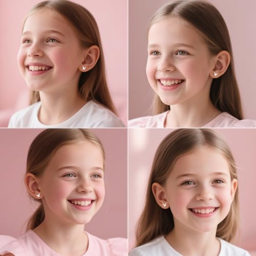 Limerencia Girls Hypoallergenic Titanium Butterfly Earrings 20G Screw Back Implant Grade Butterfly Studs Gifts for Daughter/Granddaughter/Niece2
