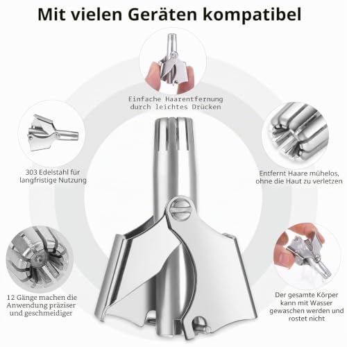 TIESOME Nasenhaarschneider Trimmer, Edelstahl Nasentrimmer mit Pinsel für Nase Koteletten...