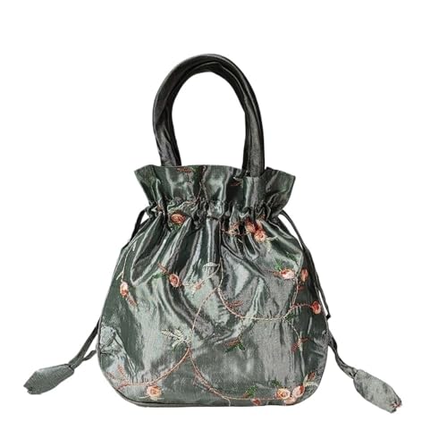 1 Pc Retro Embroidery Silk Drawstrings Handbags Storage Bags Hanfu Women Purse Wallets Jewerly Packing Bag Card Holder (Color : Black, Size : Medium)3