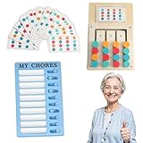 Spiele für Demenzkranke mit 12 Karten + Memo Checkliste Boards, Holz Senioren Beschäftigung, Farb-Memory Beschäftigung für Demenzkranke, Demenz Aktivitäten für Senioren